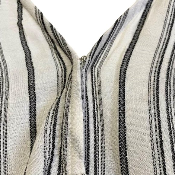 Saltwater Luxe Button Tie Striped Midi High Low Ruffle Hem Dress - Picture 12 of 16